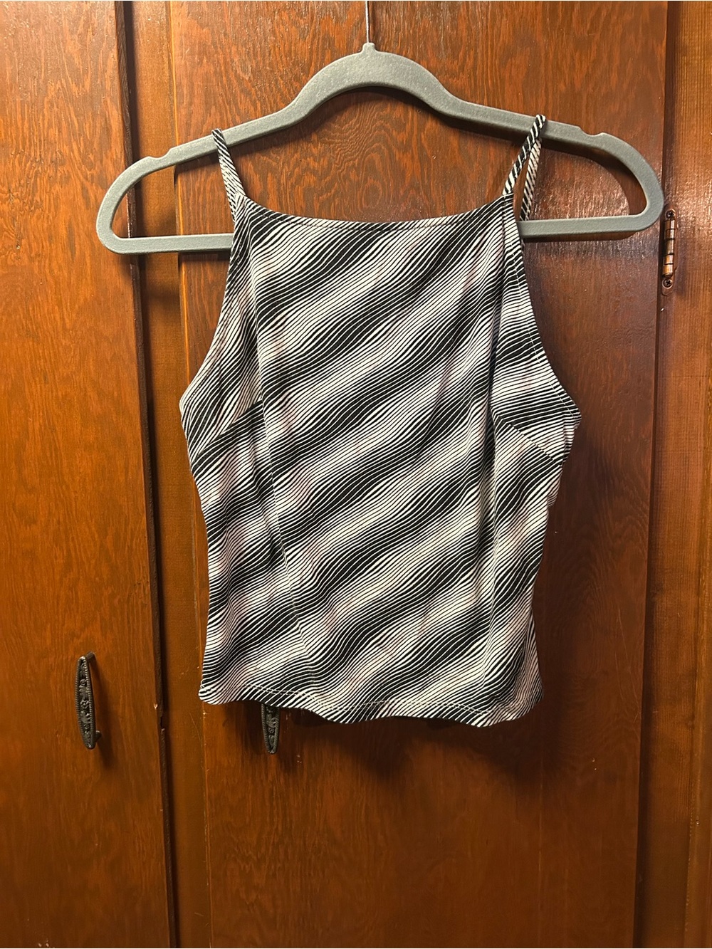Everlane High Neck Striped Spaghetti Strap Tank Top - Black & White